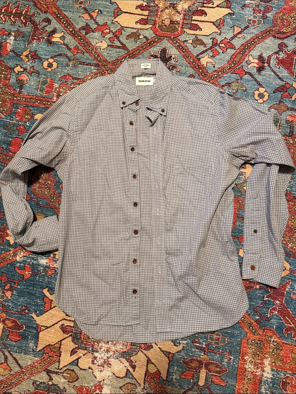 Taylor Stitch Small Blue & White Check Button-Down Shirt